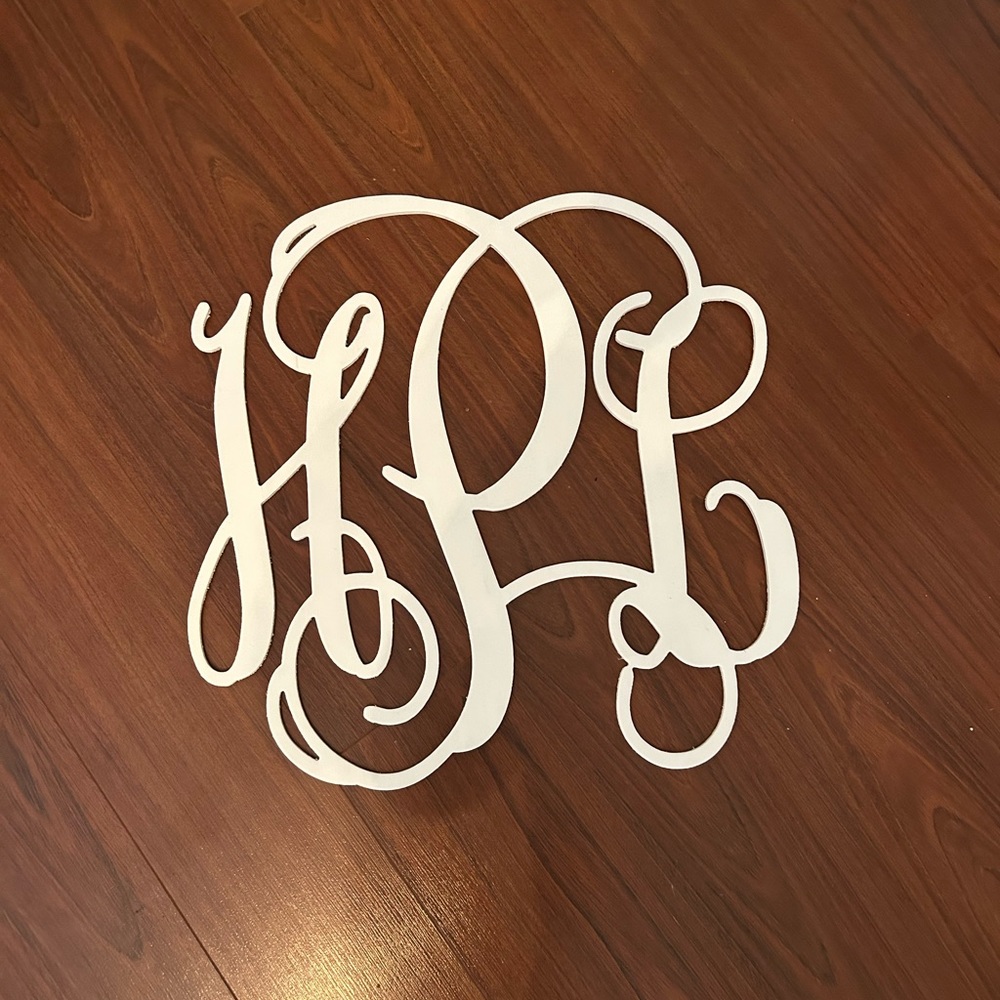 White Decorative Monogram Wall Accent - Personalized Script Initials
